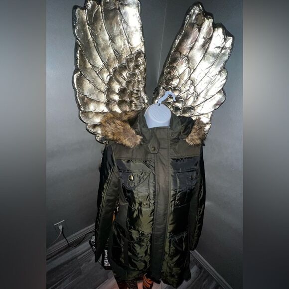 Miss Sixty Down & Faux Fur Trim Utility Winter Jacket Parka Coat Small - Picture 5 of 17